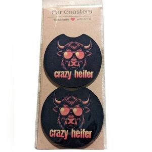 Car Coaster Set - Crazy Heifer - Handmade